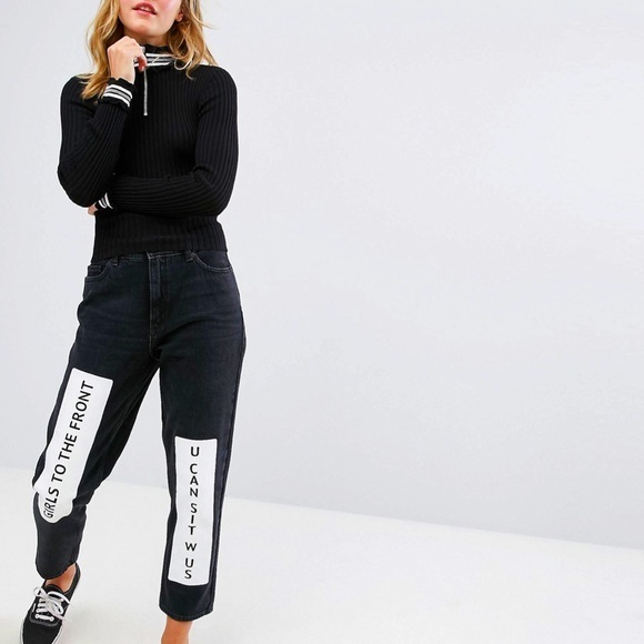 Monki ASOS Taiki Badge Mom Jeans size 24 gently preloved - Picture 4 of 11